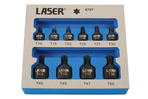 Set biti in stea cu profil subtire , 10 piese Laser Tools
