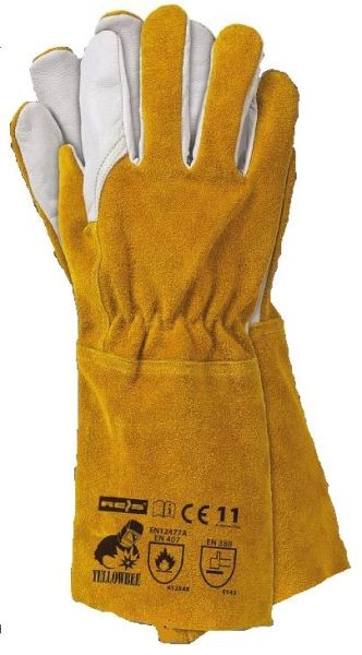 Set 12 perechi manusi protectie sudura piele lungime 35cm galbene