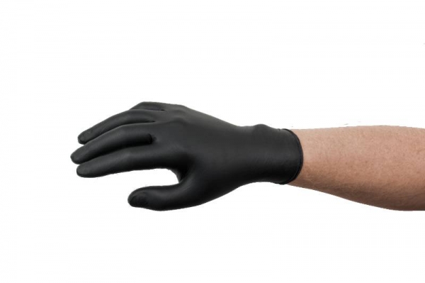 Set 100 manusi cu textura nitril negre marimea XL