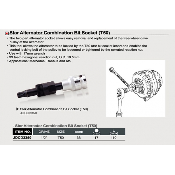 Cheie fixare alternator 1 2 T50 17mm Toptul